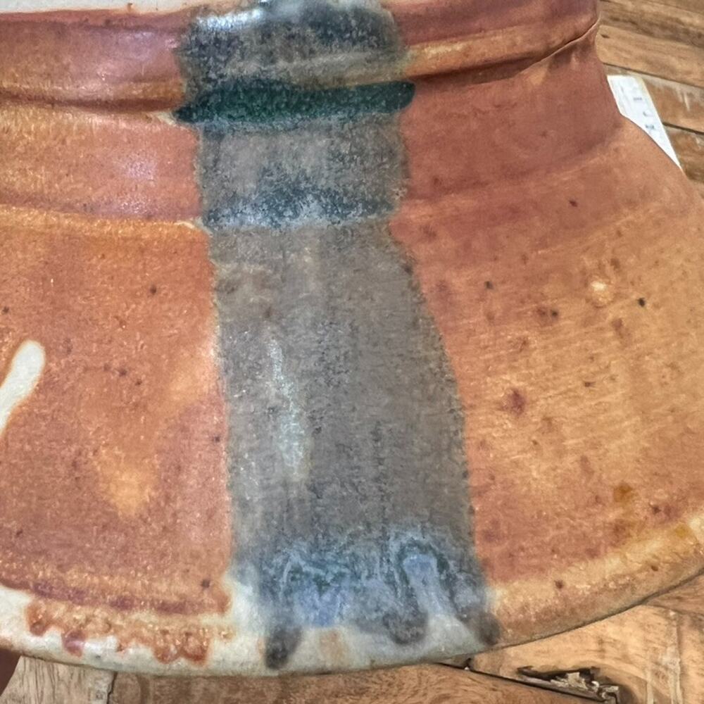 Art Studio Pottery Bowl Warm Tones Single Stripe MCM 6.75" - Picture 13 of 16
